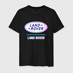 Футболка хлопковая мужская Значок Land Rover в стиле glitch, цвет: черный