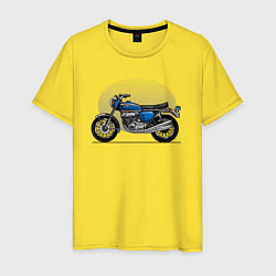 Футболка хлопковая мужская Синий классический мотоицкл, цвет: желтый