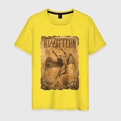 Футболка хлопковая мужская Led zeppelin swan song logo, цвет: желтый