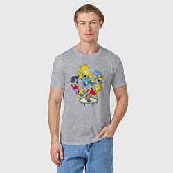 Футболка хлопковая мужская Персонажи из мультфильма Симпсоны прыгают на батут, цвет: меланж — фото 2