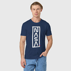 Футболка хлопковая мужская Наса - logo, цвет: тёмно-синий — фото 2