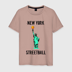 Футболка хлопковая мужская Нью-Йорк Стритбол, цвет: пыльно-розовый