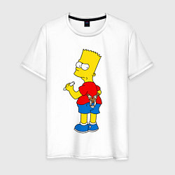 Футболка хлопковая мужская Хулиган Барт Симпсон, цвет: белый