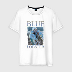 Футболка хлопковая мужская Blue lobster meme, цвет: белый