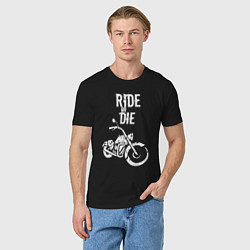 Футболка хлопковая мужская Ride or Die винтаж, цвет: черный — фото 2