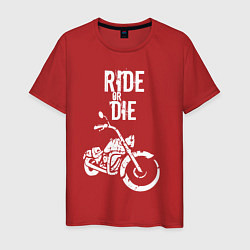 Футболка хлопковая мужская Ride or Die винтаж, цвет: красный