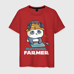 Футболка хлопковая мужская Professional Farmer - панда геймер, цвет: красный