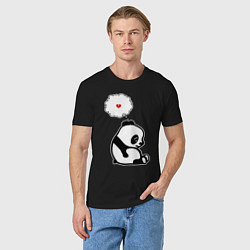Футболка хлопковая мужская Панда о разбитом сердце, цвет: черный — фото 2