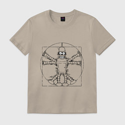 Футболка хлопковая мужская Vitruvian Bender, цвет: миндальный
