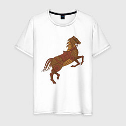 Футболка хлопковая мужская Стимпанк-лошадь, цвет: белый