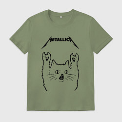 Футболка хлопковая мужская Metallica - rock cat, цвет: авокадо