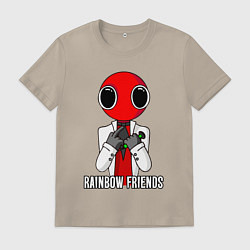 Футболка хлопковая мужская Радужные друзья - Красный, цвет: миндальный