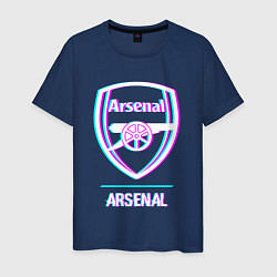 Футболка хлопковая мужская Arsenal FC в стиле glitch, цвет: тёмно-синий
