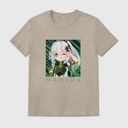 Футболка хлопковая мужская Нахида Малая властительница Кусанали, цвет: миндальный
