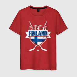 Футболка хлопковая мужская Хоккей Финляндия, цвет: красный
