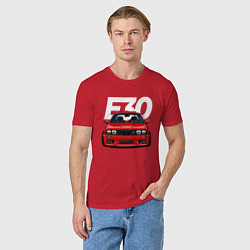 Футболка хлопковая мужская BMW E30, цвет: красный — фото 2