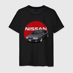 Футболка хлопковая мужская Nissan B-14, цвет: черный