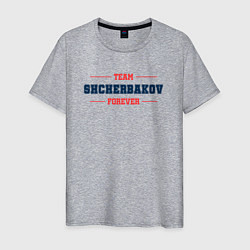 Футболка хлопковая мужская Team Shcherbakov forever фамилия на латинице, цвет: меланж