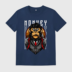 Футболка хлопковая мужская Обезьяна в костюме, цвет: тёмно-синий