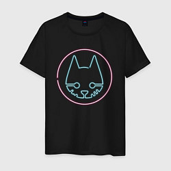 Футболка хлопковая мужская Stray logo neon, цвет: черный