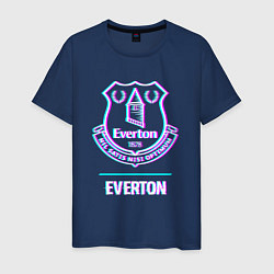 Футболка хлопковая мужская Everton FC в стиле glitch, цвет: тёмно-синий