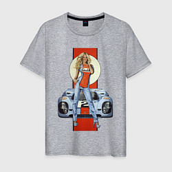 Футболка хлопковая мужская Porsche - Motorsport - Girl, цвет: меланж