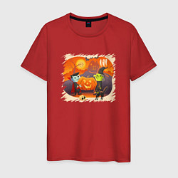 Футболка хлопковая мужская Мультяшный Хэллоуин, цвет: красный
