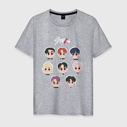 Футболка хлопковая мужская Stray Kids Chibi, цвет: меланж