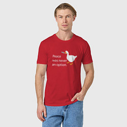 Футболка хлопковая мужская Peace was never an option!, цвет: красный — фото 2