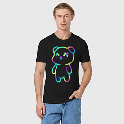 Футболка хлопковая мужская Cool neon bear, цвет: черный — фото 2