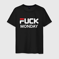 Футболка хлопковая мужская Fuck monday, fila, anti-brand, цвет: черный