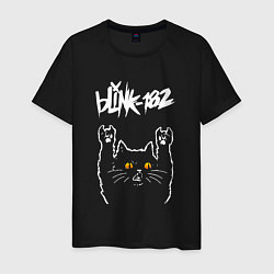 Футболка хлопковая мужская Blink 182 rock cat, цвет: черный