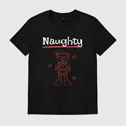 Футболка хлопковая мужская Naughty elf, цвет: черный