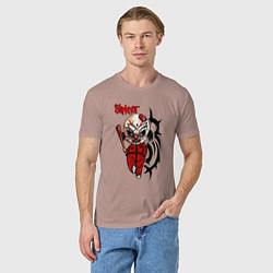 Футболка хлопковая мужская Slipknot fan, цвет: пыльно-розовый — фото 2