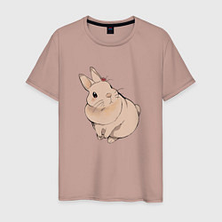 Футболка хлопковая мужская Милый кролик гуашью, цвет: пыльно-розовый