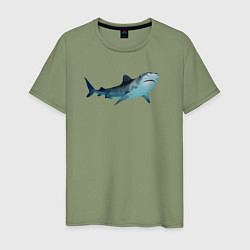 Футболка хлопковая мужская Realistic shark, цвет: авокадо