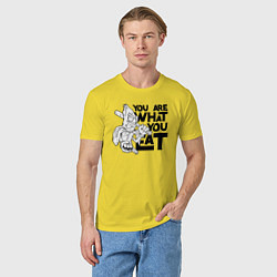 Футболка хлопковая мужская Ты то , что ешь, цвет: желтый — фото 2