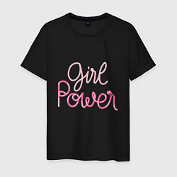 Футболка хлопковая мужская Pink - girl Power, цвет: черный