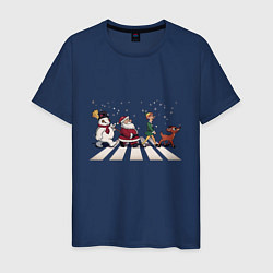 Футболка хлопковая мужская Beatles Christmas, цвет: тёмно-синий