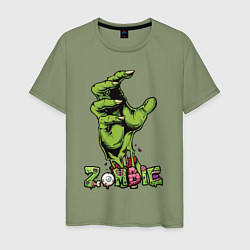 Футболка хлопковая мужская Zombie green hand, цвет: авокадо