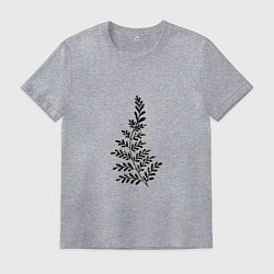 Футболка хлопковая мужская Растение минимализм, цвет: меланж