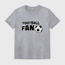 Футболка хлопковая мужская Фанат футбола надпись, цвет: меланж