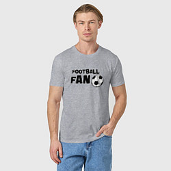 Футболка хлопковая мужская Фанат футбола надпись, цвет: меланж — фото 2
