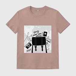 Футболка хлопковая мужская Набор путешественника, цвет: пыльно-розовый