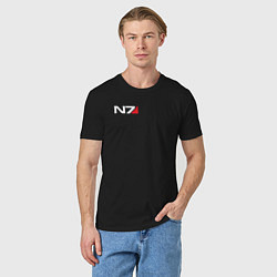 Футболка хлопковая мужская Логотип N7, цвет: черный — фото 2