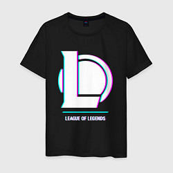 Футболка хлопковая мужская League of Legends в стиле glitch и баги графики, цвет: черный