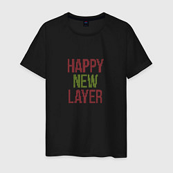 Футболка хлопковая мужская Happy New Layer, цвет: черный