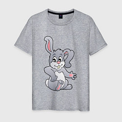 Футболка хлопковая мужская Серый кролик - символ 2023, цвет: меланж