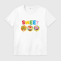 Футболка хлопковая мужская Мультяшные десерты, цвет: белый