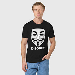 Футболка хлопковая мужская Guy Fawkes - disobey, цвет: черный — фото 2